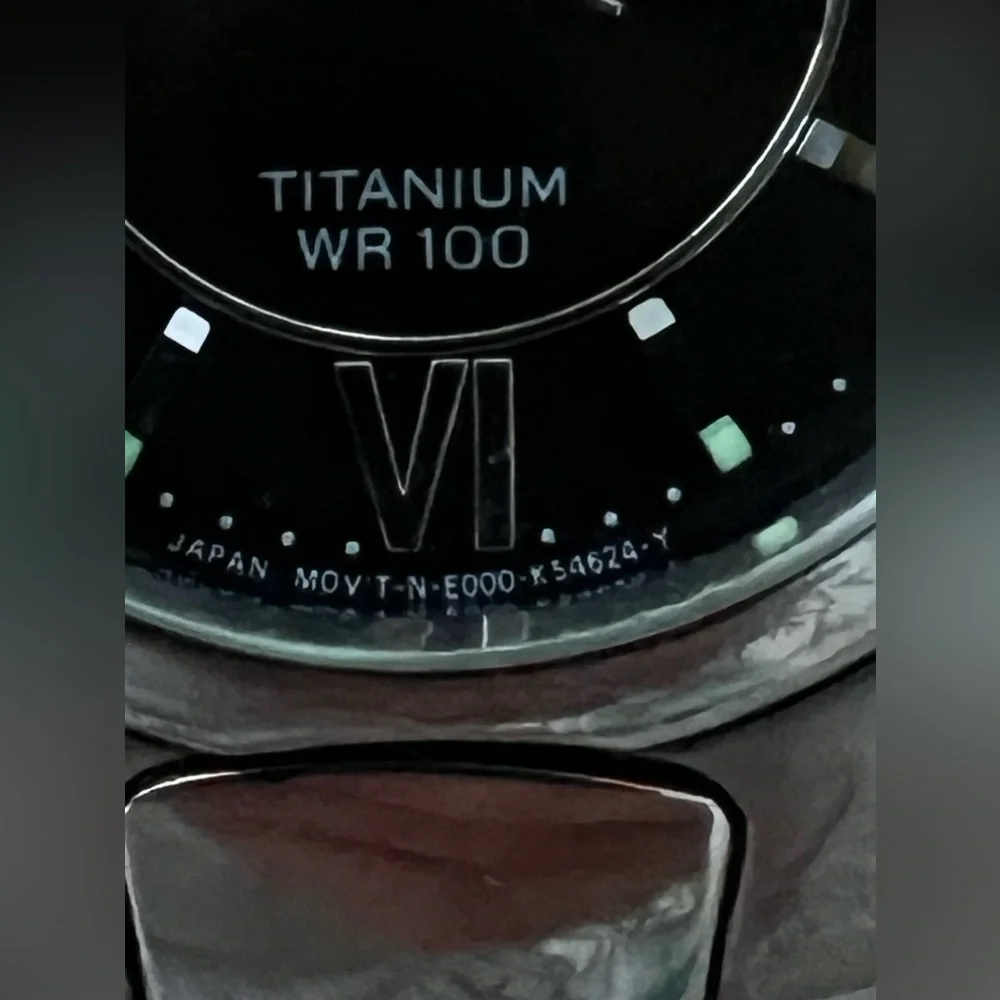 Citizen Eco-Drive Titanium Solar Black Dial Day Date Window Titanium Bracelet